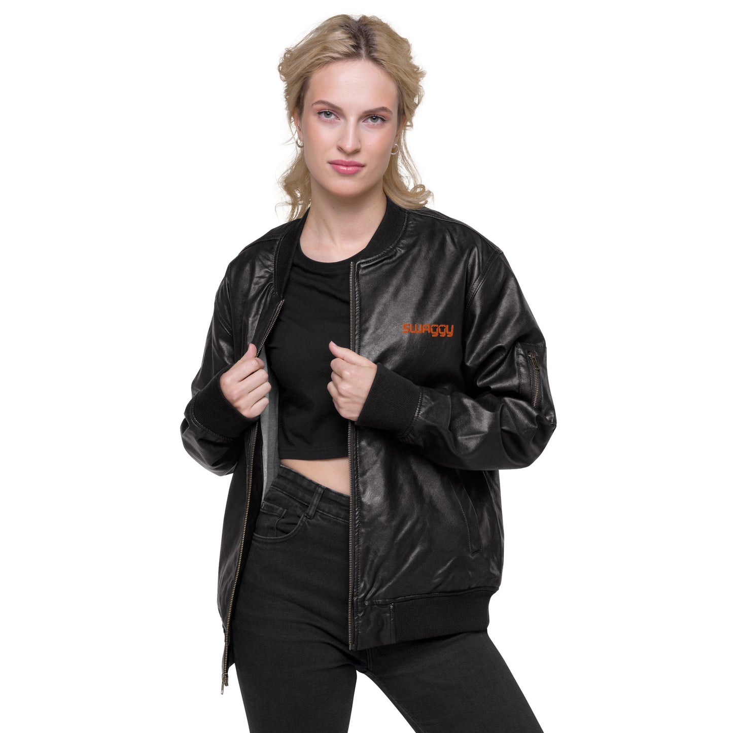 Faux Leather Bomber Jacket | Threadfast Apparel 395J