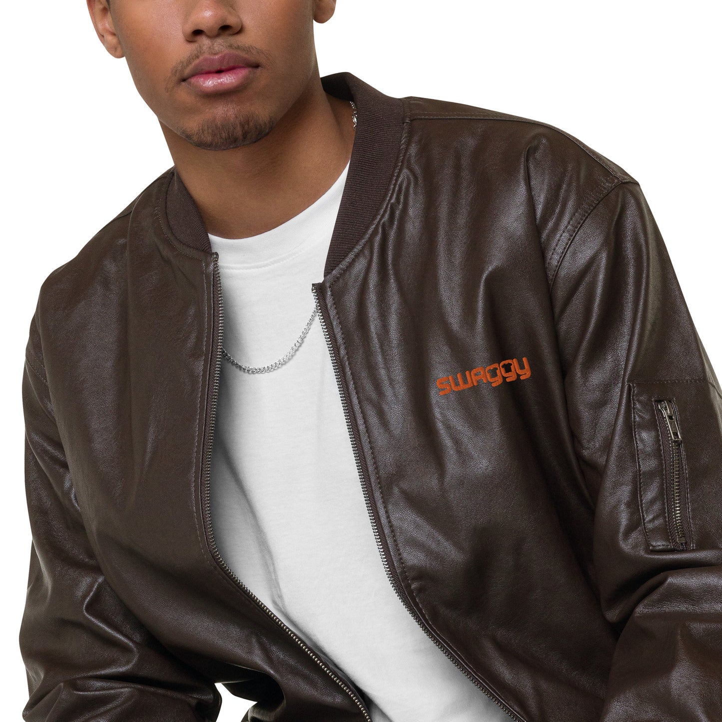 Faux Leather Bomber Jacket | Threadfast Apparel 395J